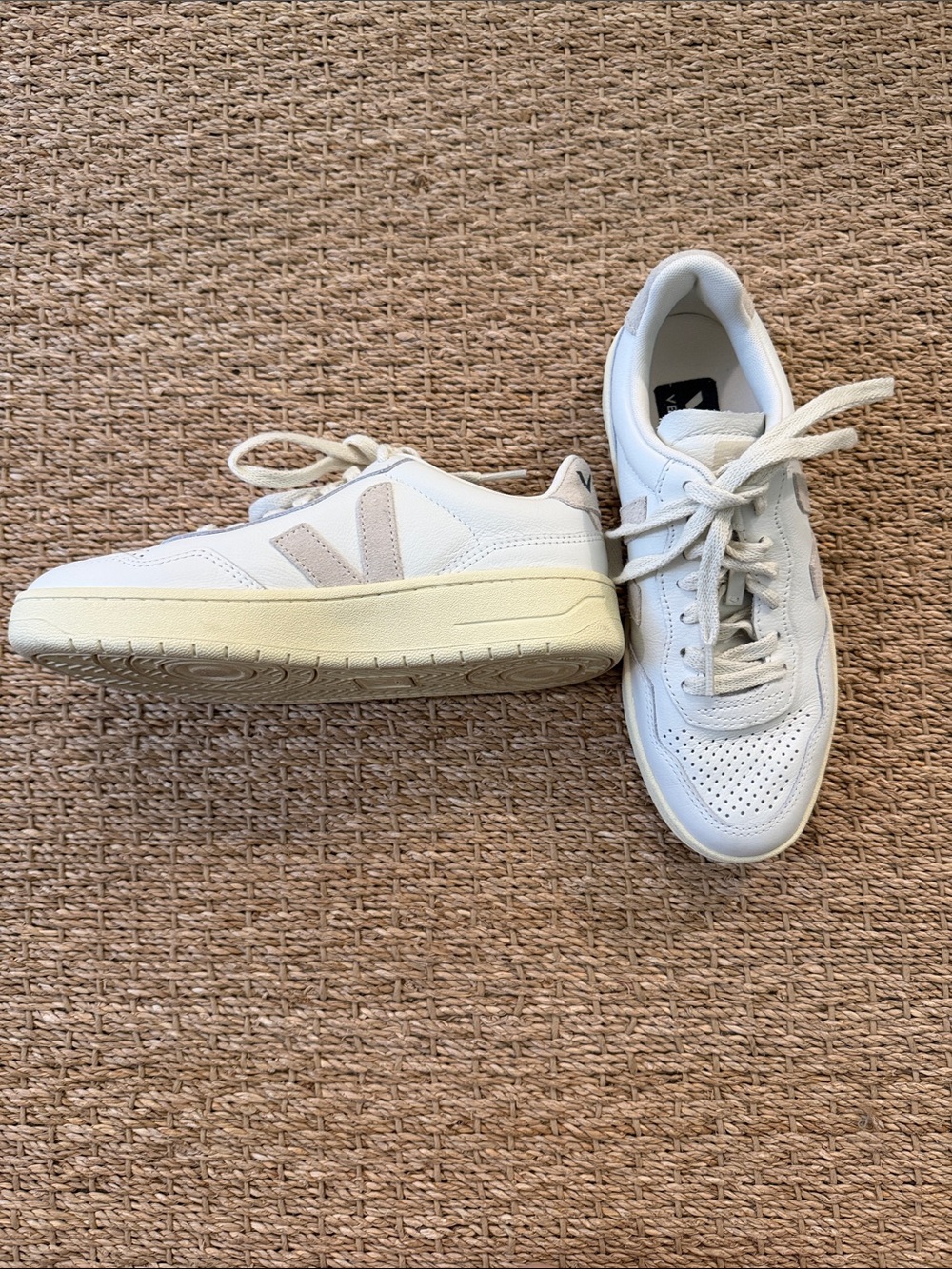 Veja Off-White and Cream Leather Sneakers